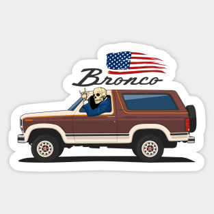 Truck bronco 1986 f150 xlt 4x4 skull metal brown Sticker